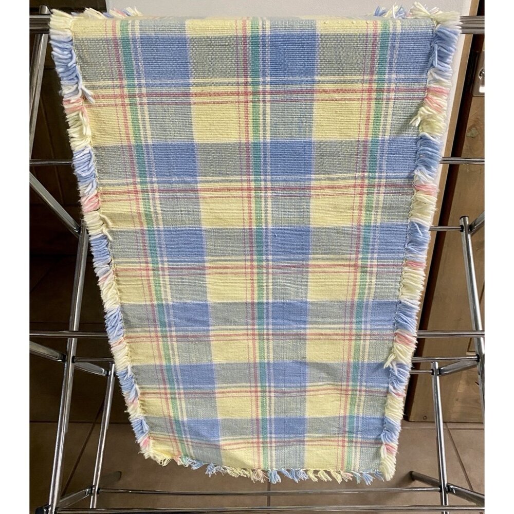 Blue Yellow Pink Plaid 66” Length Table Runner